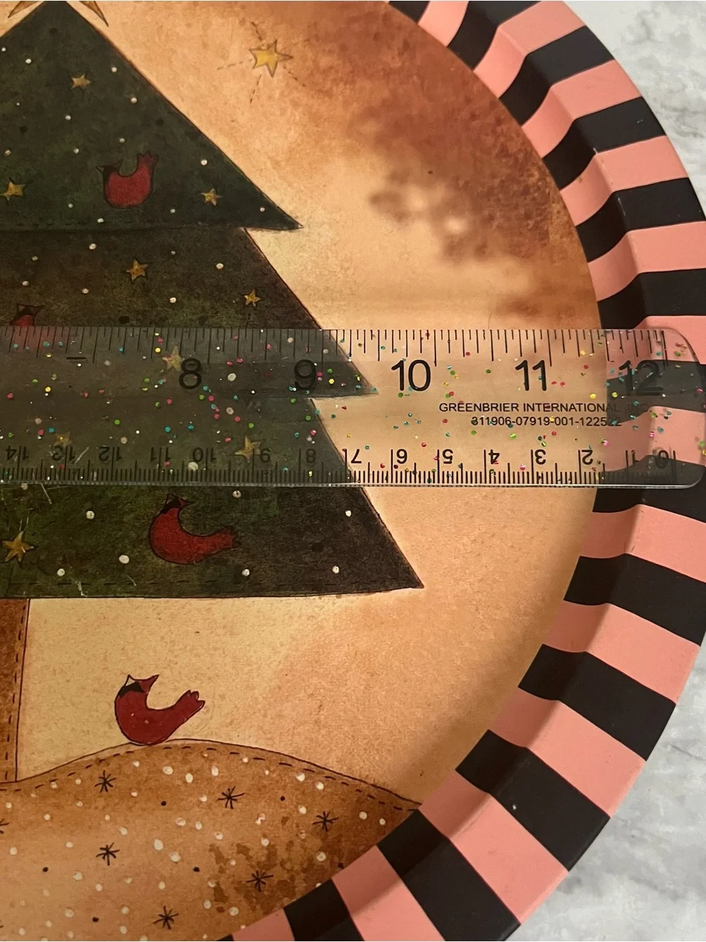 Vintage Linda Spivey 1996 Christmas Tree Tin Tray | Primitive Cardinal